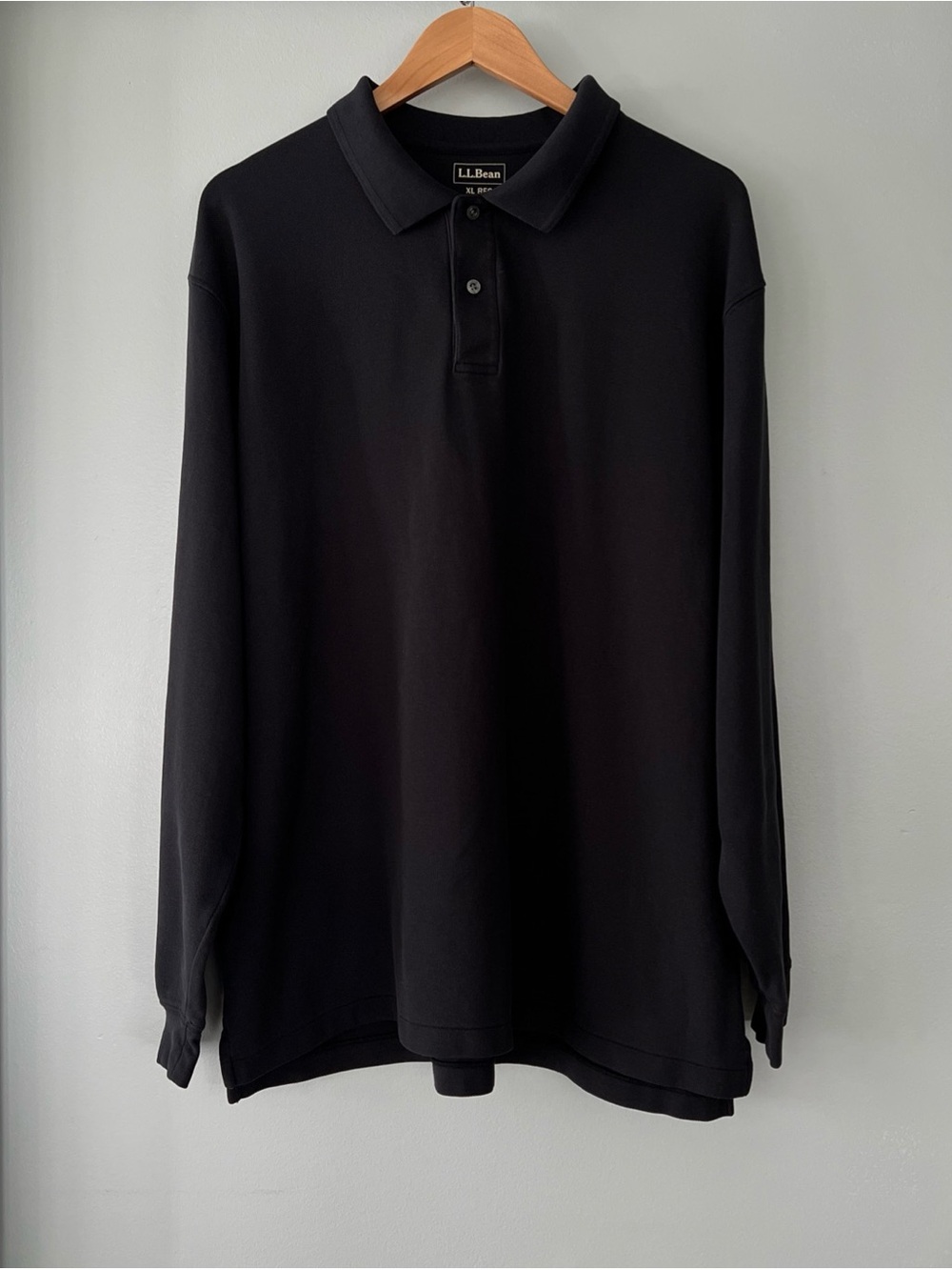 L.L. Bean Men's Black Long-Sleeve Polo